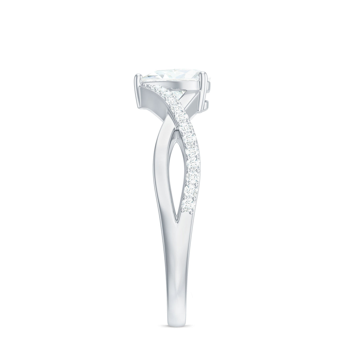 1.50 CT Heart Shape Moissanite Crossover Engagement Ring