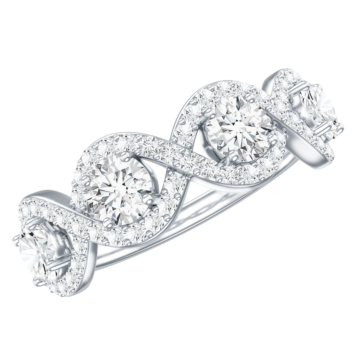 Round Moissanite Infinity Wedding Band Ring