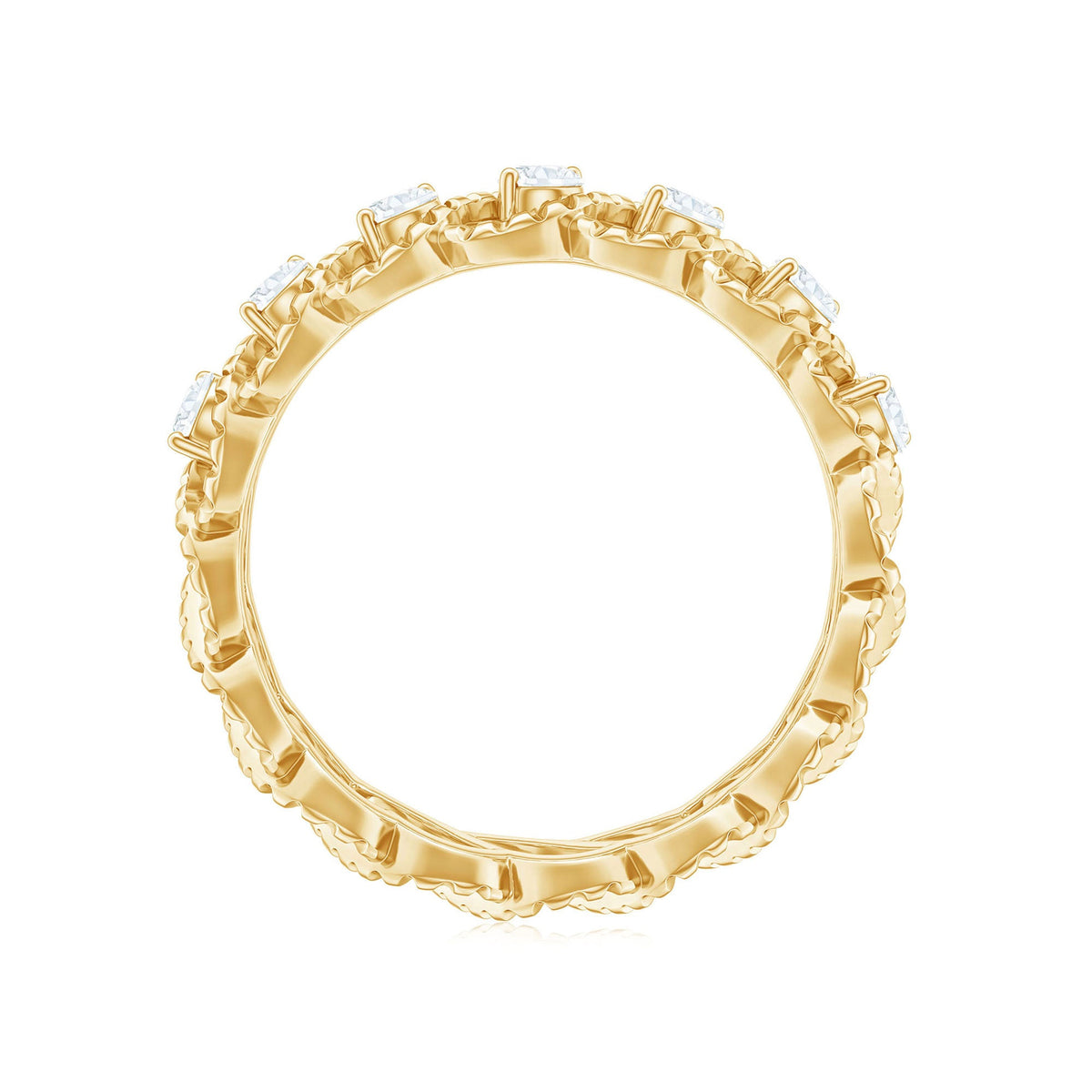 Round Moissanite Twisted Half Eternity Wedding Band