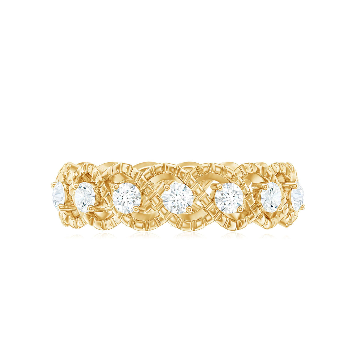 Round Moissanite Twisted Half Eternity Wedding Band