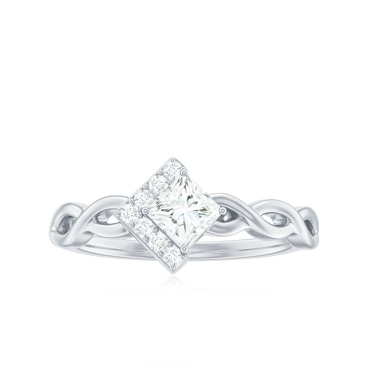 Princess Cut Moissanite Infinity Promise Ring with Half Halo
