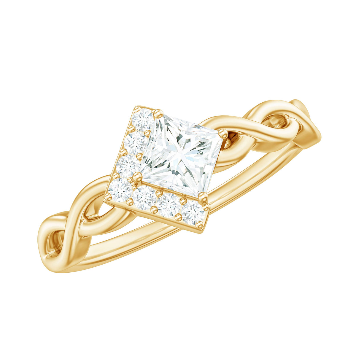 Princess Cut Moissanite Infinity Promise Ring with Half Halo