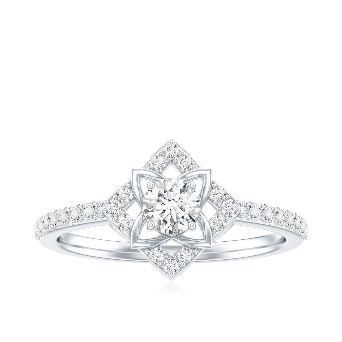 Certified Moissanite Floral Engagement Ring For Her