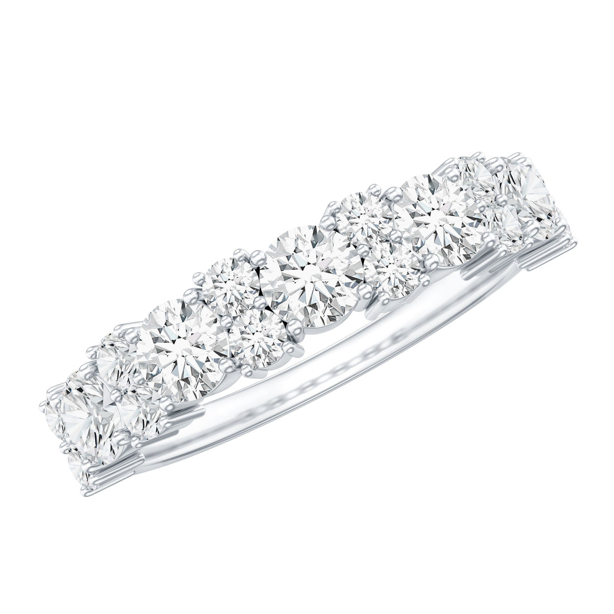 Moissanite Half Eternity Wedding Band with Certificate