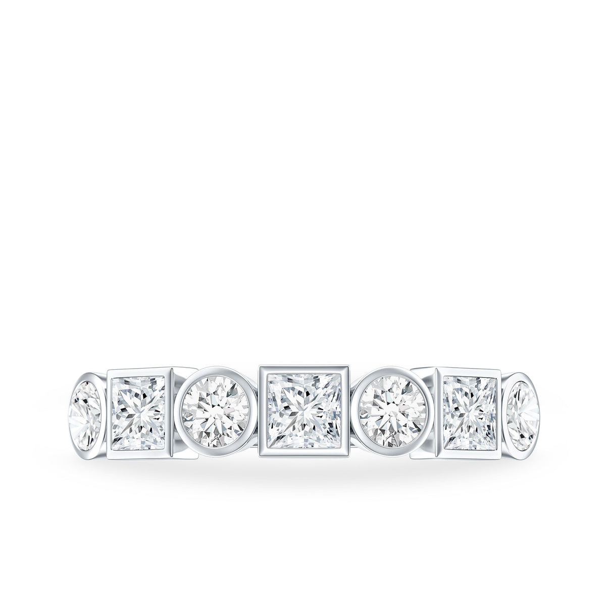 Alternate Bezel Set Moissanite Half Eternity Band Ring
