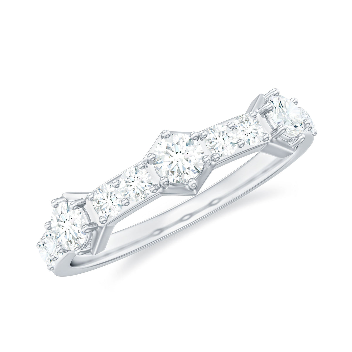 Round Cut Moissanite Half Eternity Band Ring