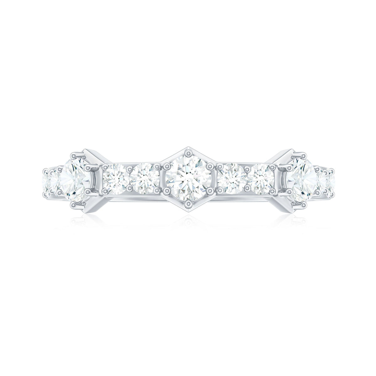 Round Cut Moissanite Half Eternity Band Ring