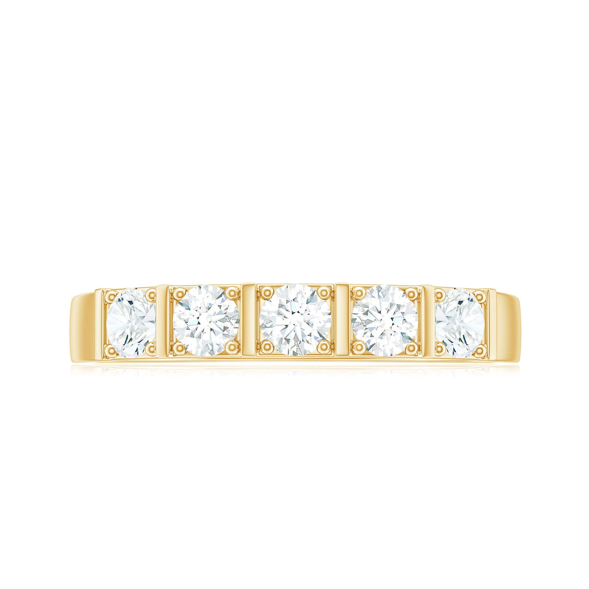 Round Cut Certified Moissanite Five Stone Anniversary Band for Men