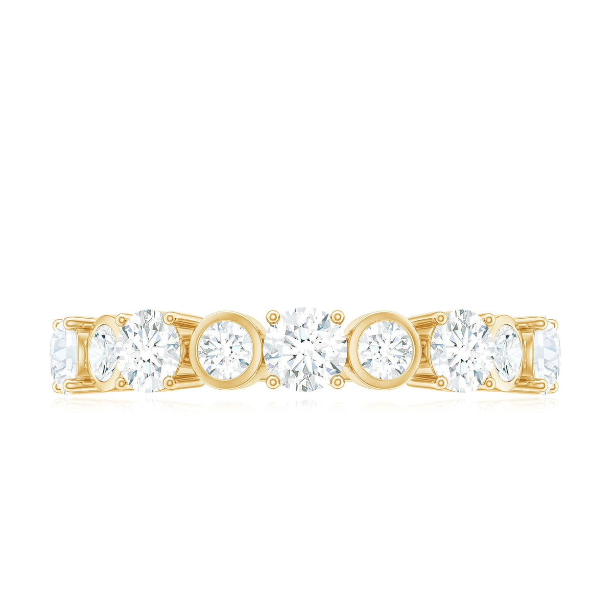 Certified Round Cut Moissanite Half Eternity Band Ring
