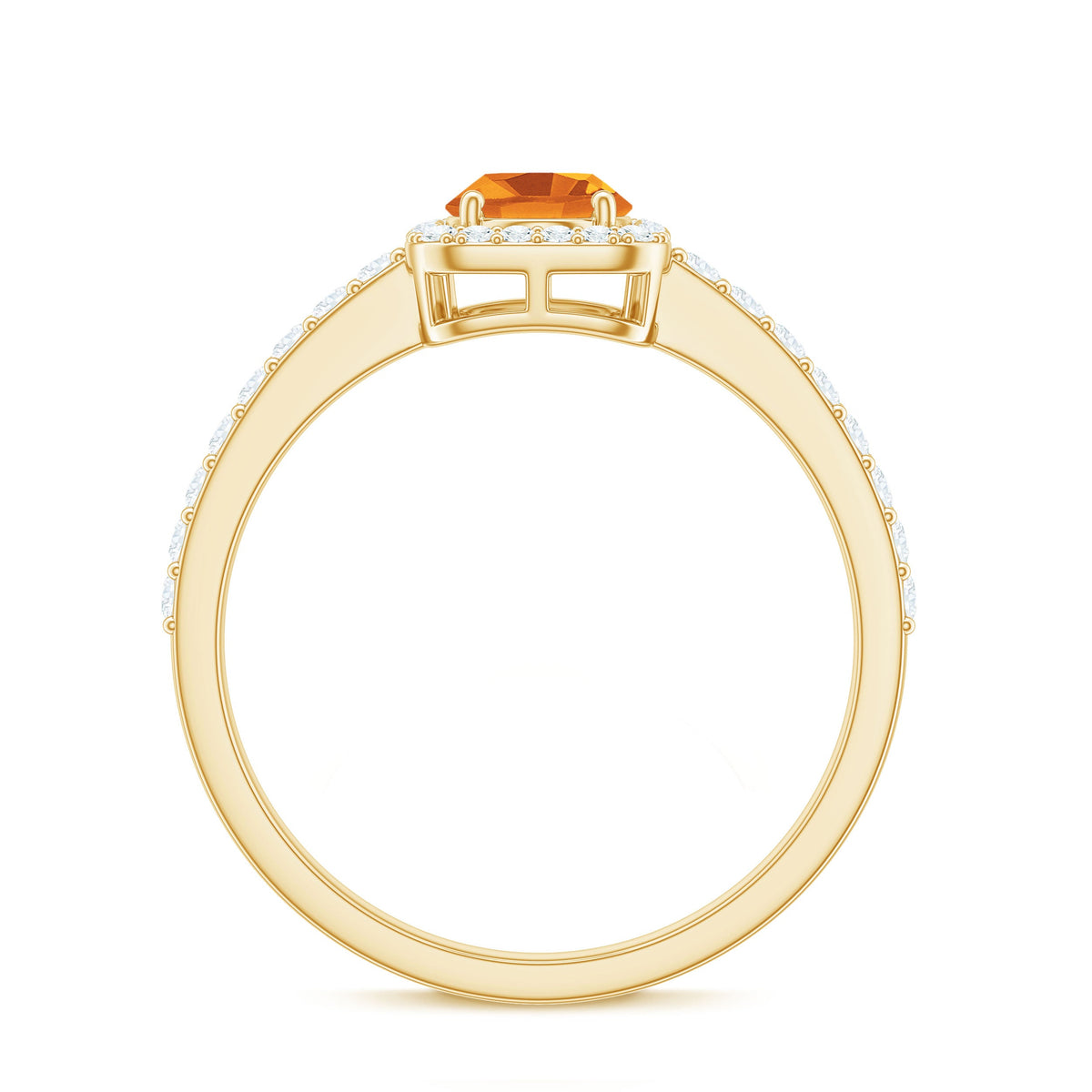 Real 1 Carat Citrine Oval Engagement Ring with Diamond Halo