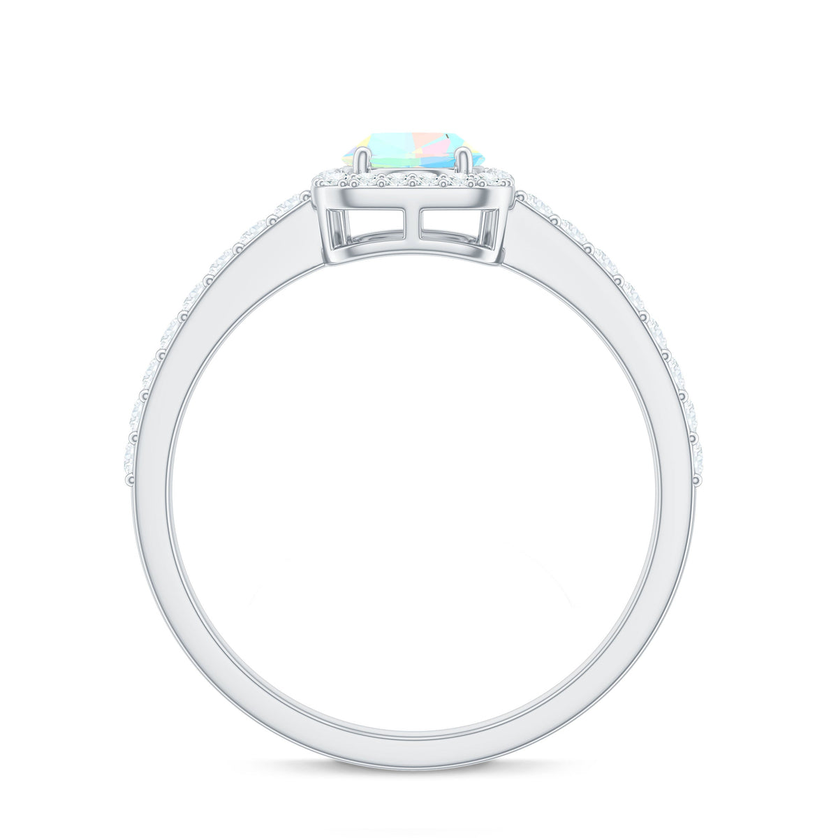 Classic Ethiopian Opal Oval Engagement Ring with Diamond Halo