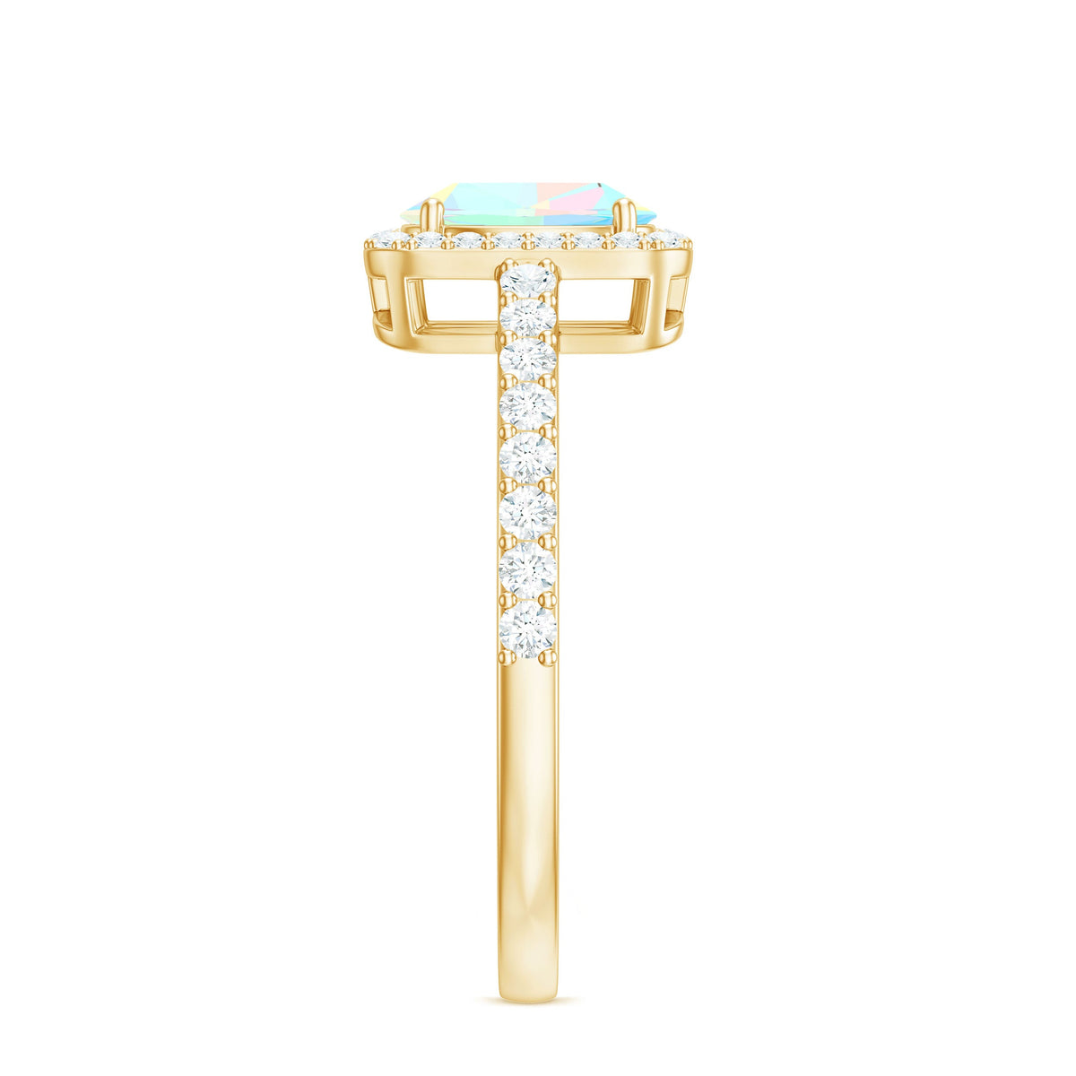 Classic Ethiopian Opal Oval Engagement Ring with Diamond Halo