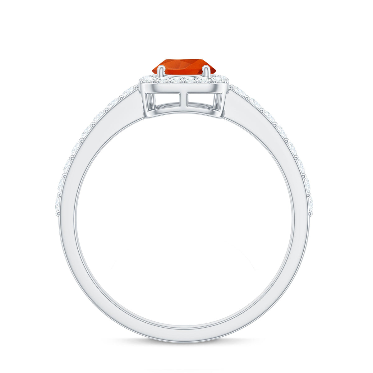 Oval Cut Fire Opal Engagement Ring with Diamond Halo