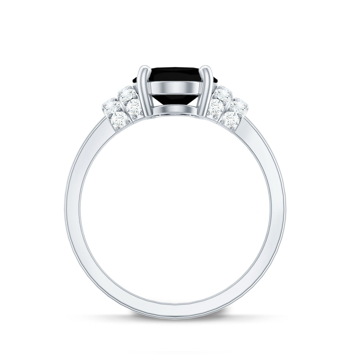 4.2 Carat Lab Grown Black Diamond Oval Engagement Ring with White Diamond