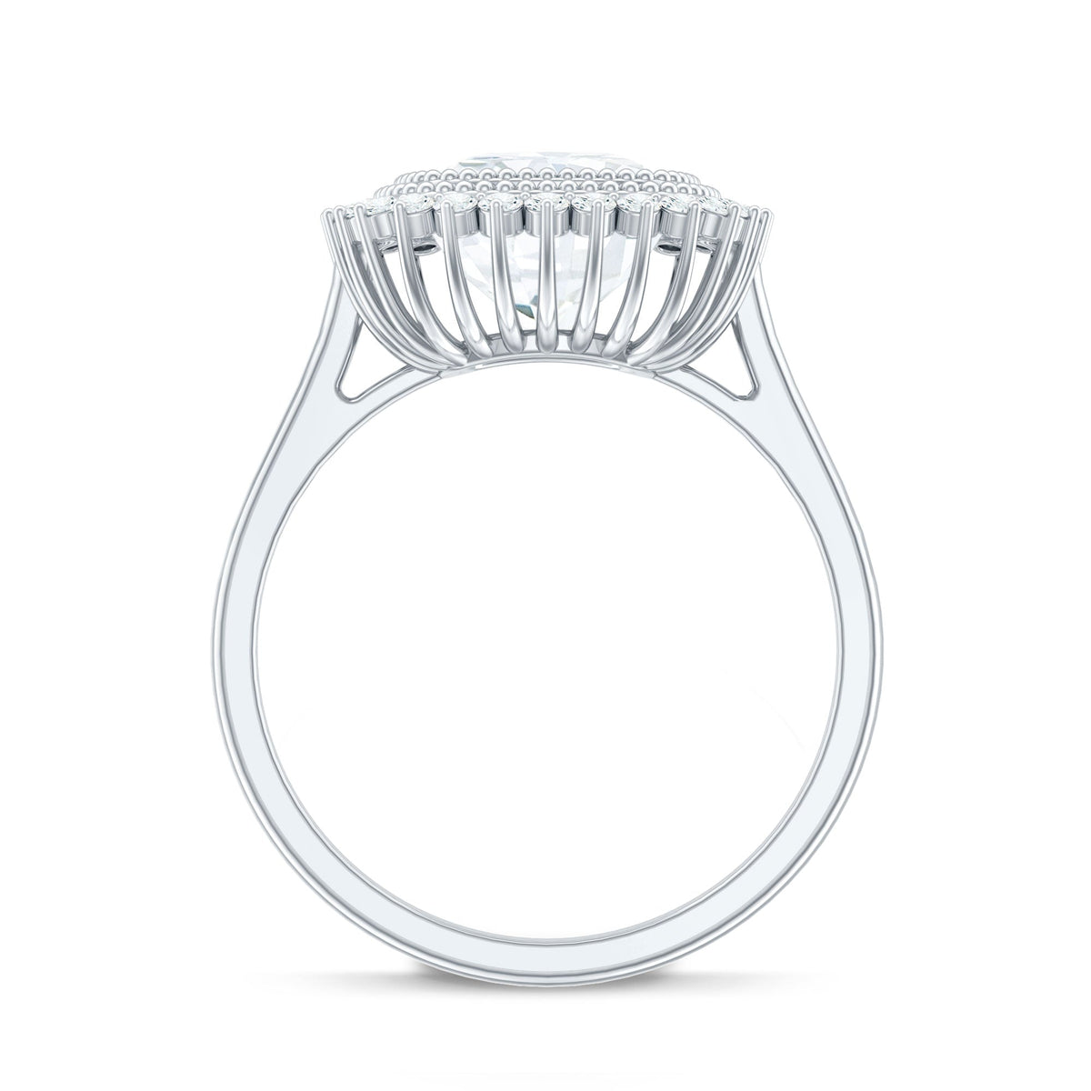 Certified Moissanite Cushion Cut Engagement Ring with Beaded Detail