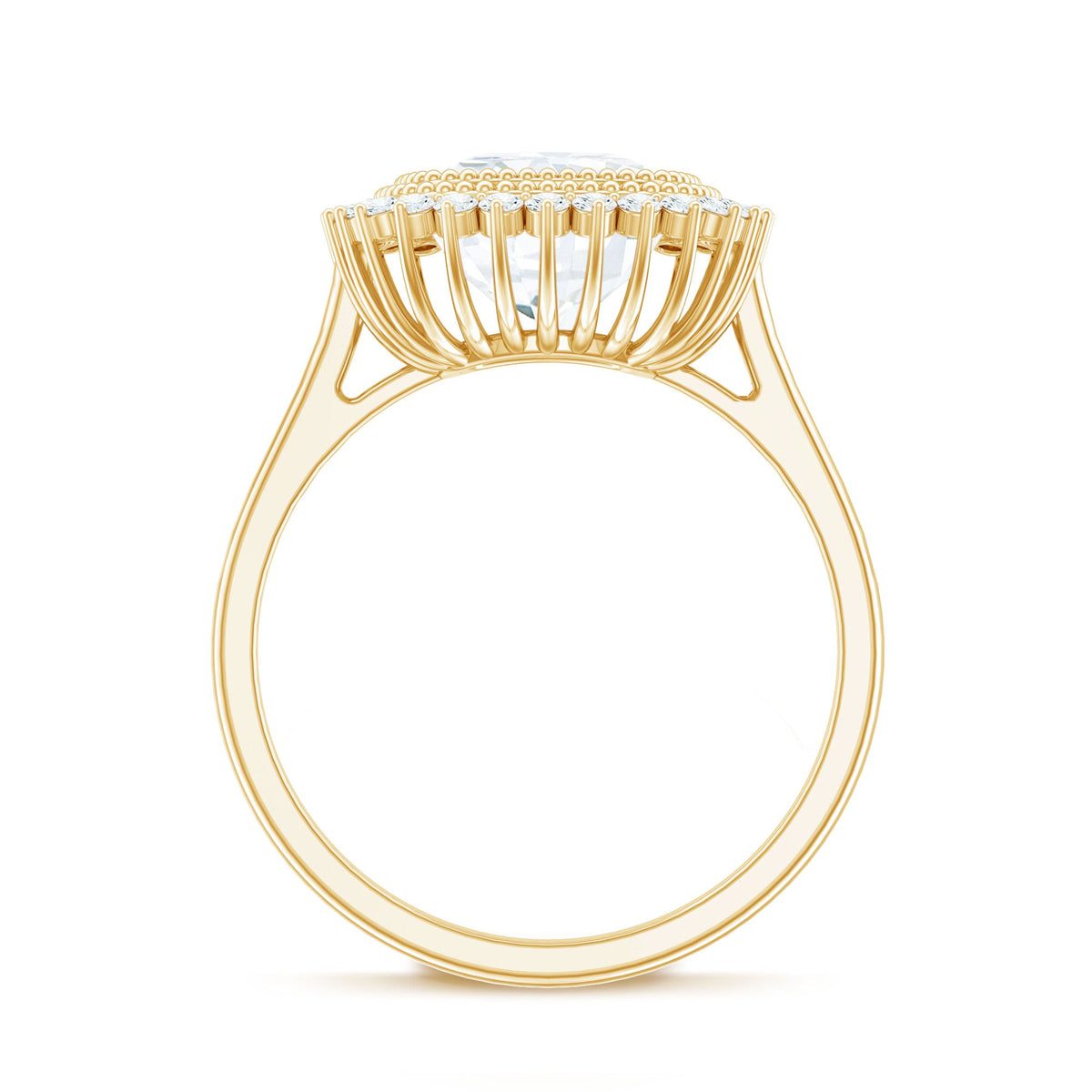 Certified Moissanite Cushion Cut Engagement Ring with Beaded Detail