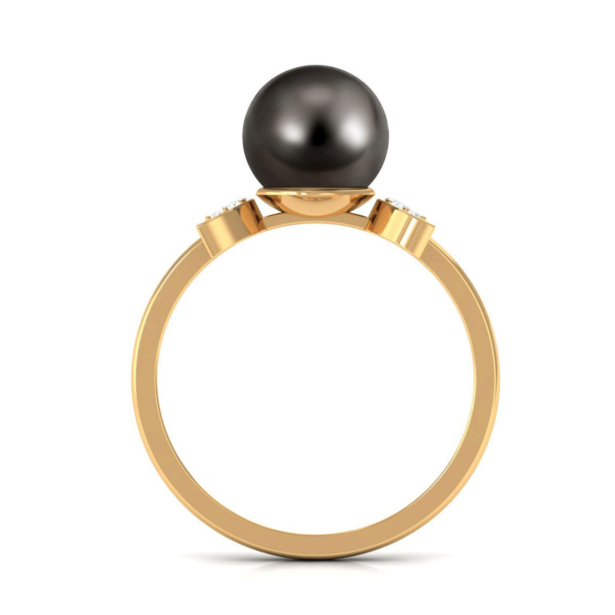 Round Tahitian Pearl Designer Engagement Ring with Diamond
