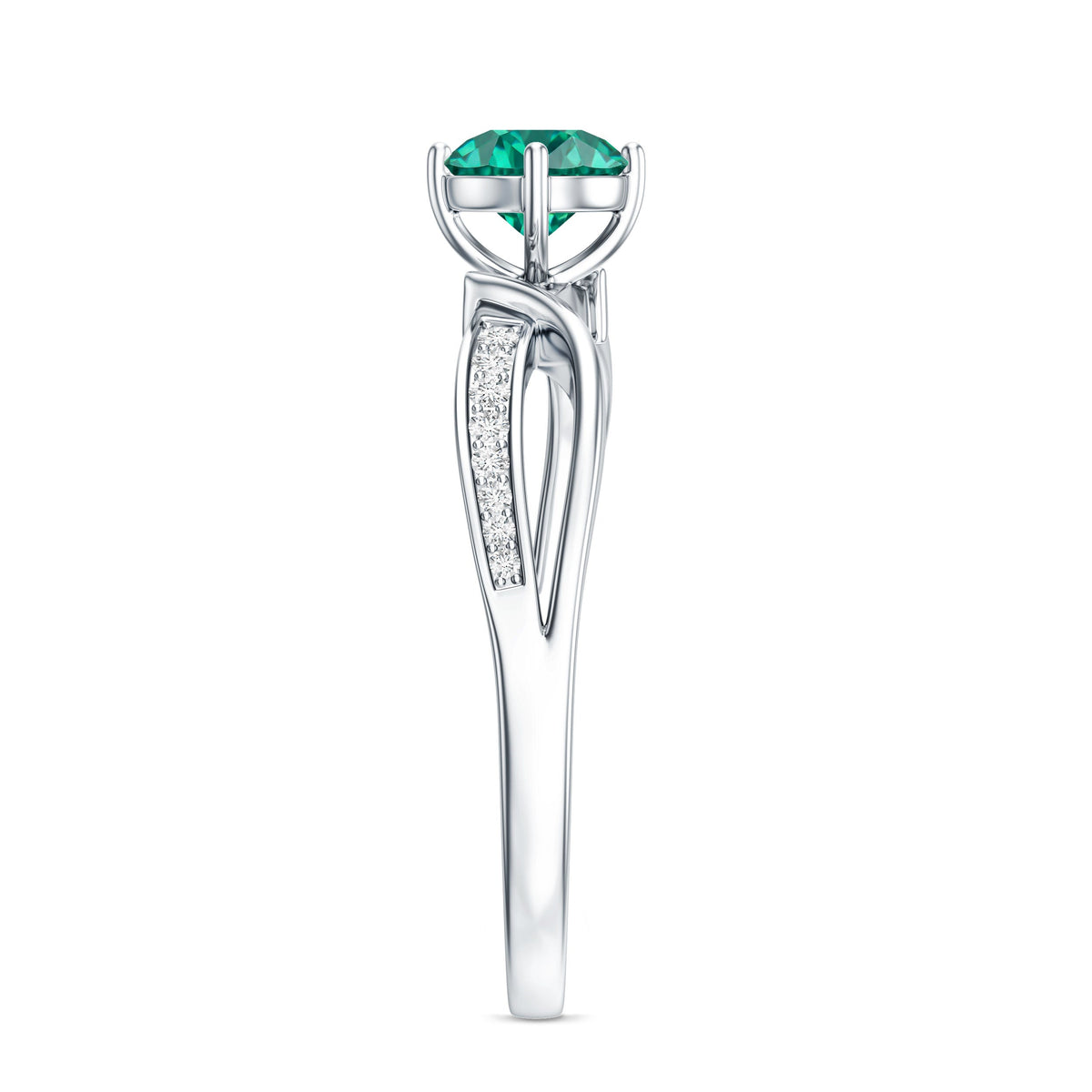 Certified Lab Grown Emerald Diamond Engagement Ring with Infinity Shank