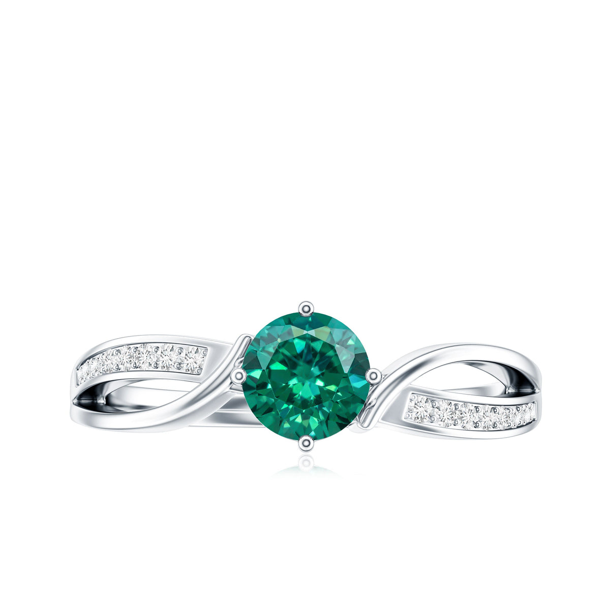 Certified Lab Grown Emerald Diamond Engagement Ring with Infinity Shank