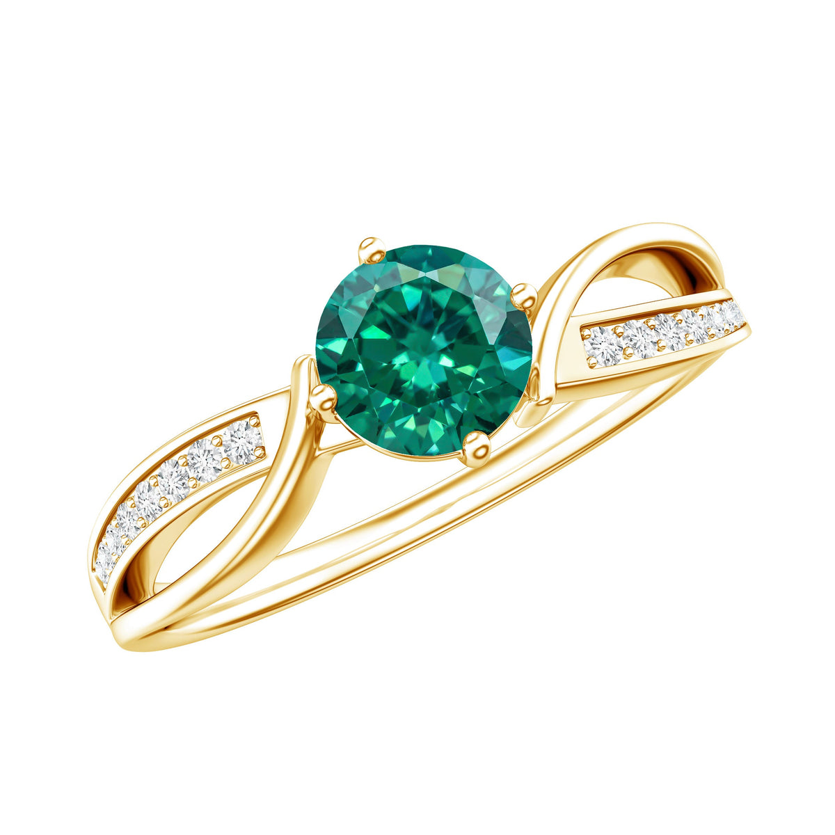 Certified Lab Grown Emerald Diamond Engagement Ring with Infinity Shank