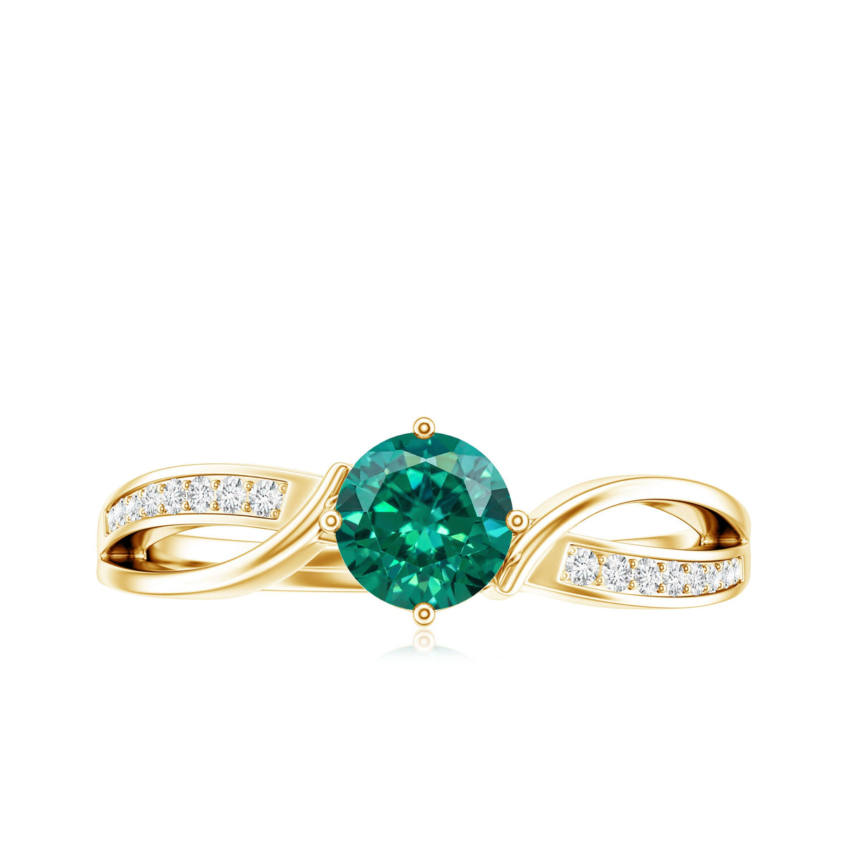 Certified Lab Grown Emerald Diamond Engagement Ring with Infinity Shank