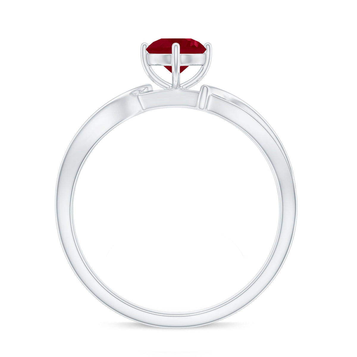 Natural 0.6 Carat Ruby Infinity Promise Ring with Diamond
