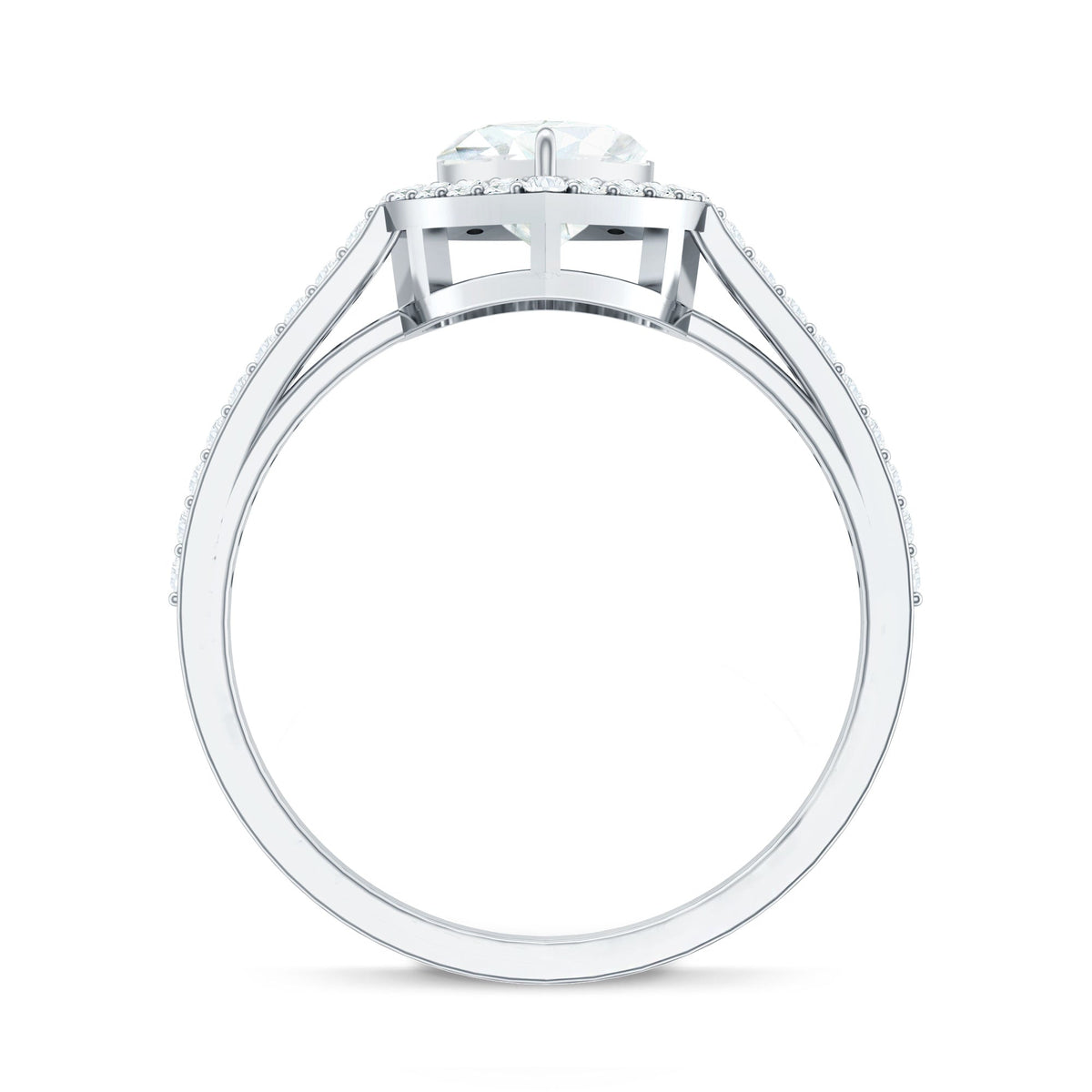 Certified Moissanite Heart Engagement Ring with Halo