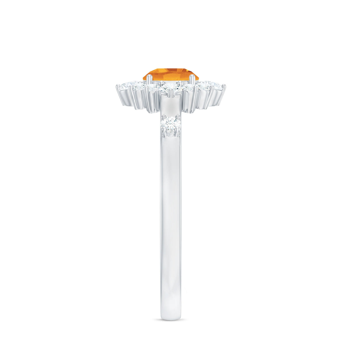 Classic Citrine Engagement Ring with Diamond Halo
