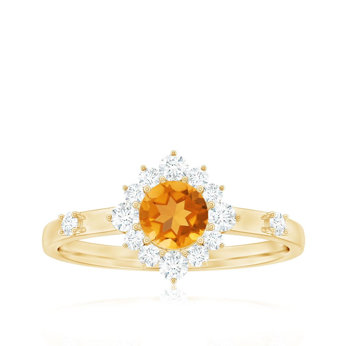 Classic Citrine Engagement Ring with Diamond Halo