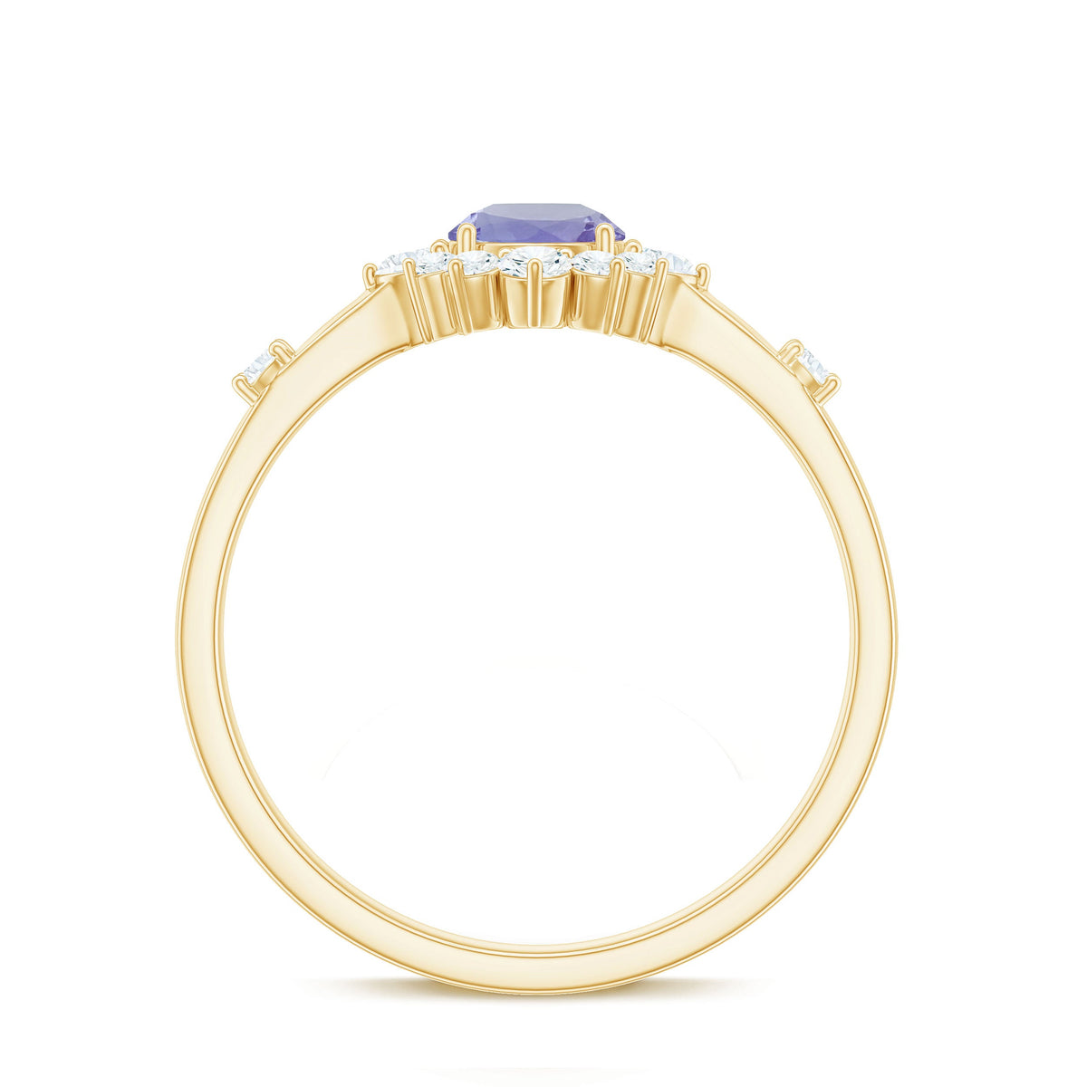 Minimal Tanzanite Engagement Ring with Diamond Halo