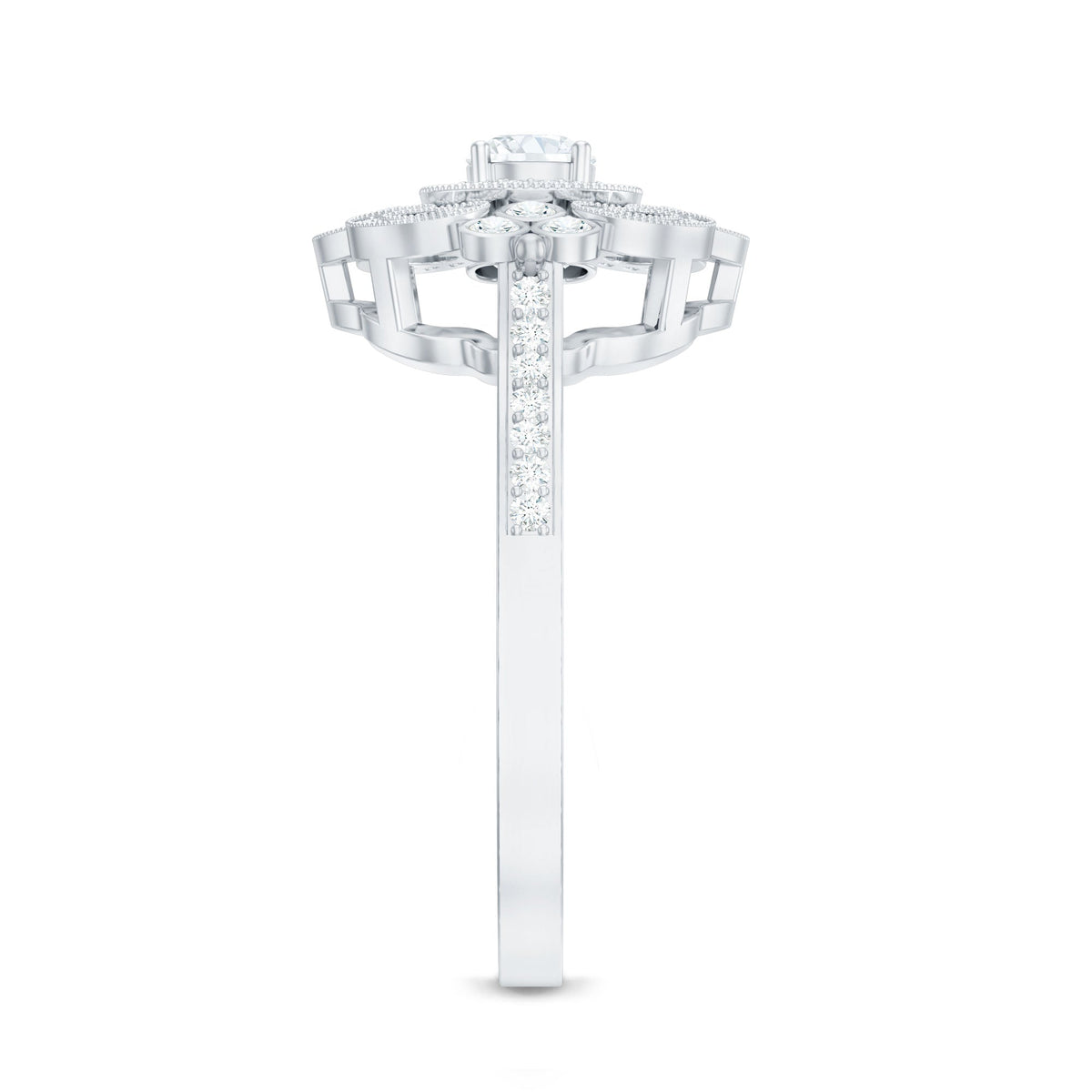 Certified Moissanite Antique Looking Engagement Ring for Women