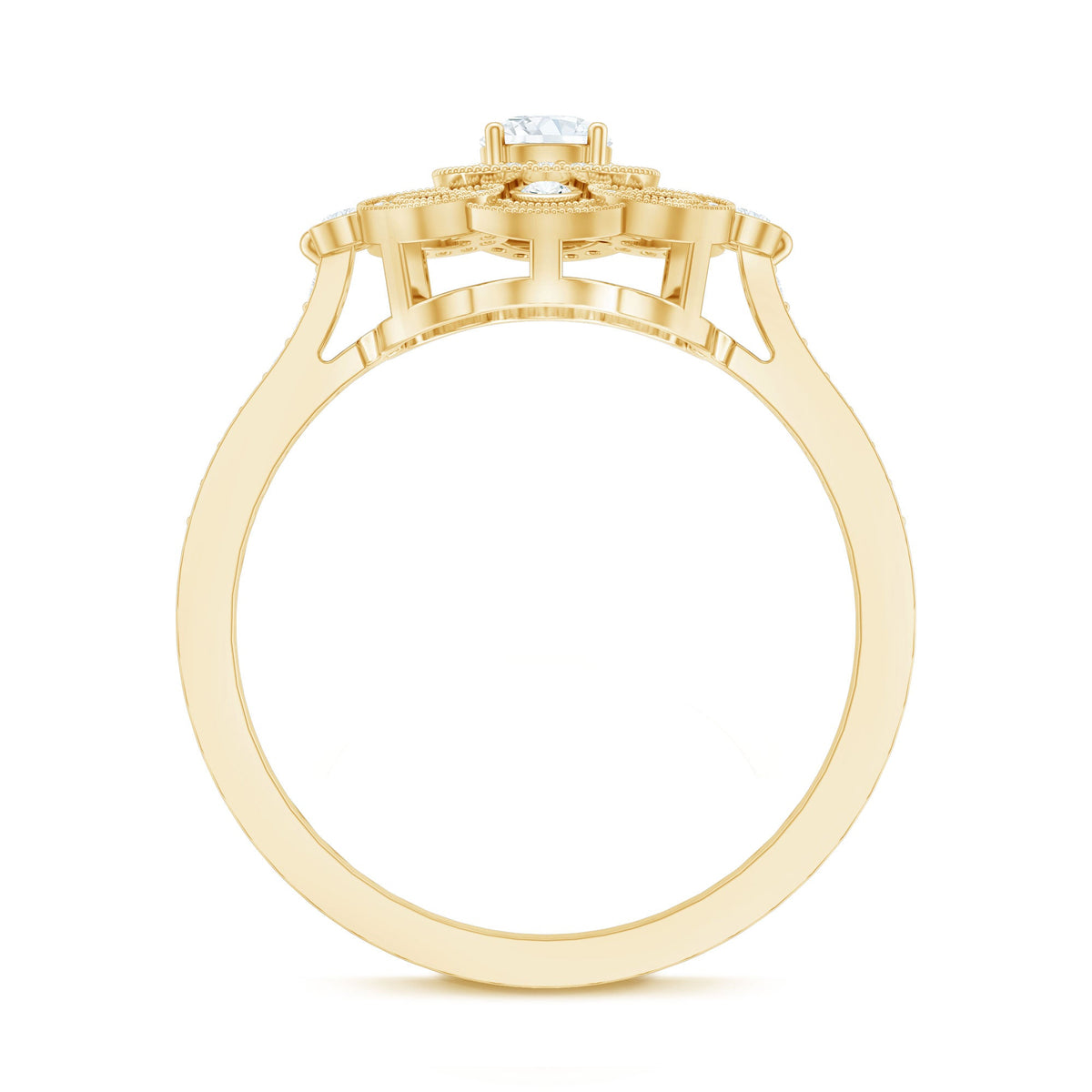Certified Moissanite Antique Looking Engagement Ring for Women