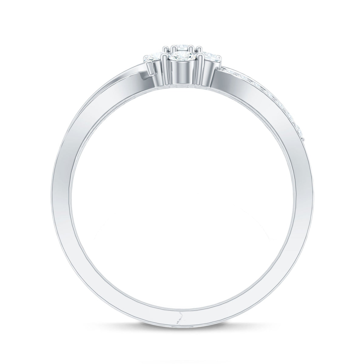 Certified Moissanite Flower Engagement Ring in Infinity Shank
