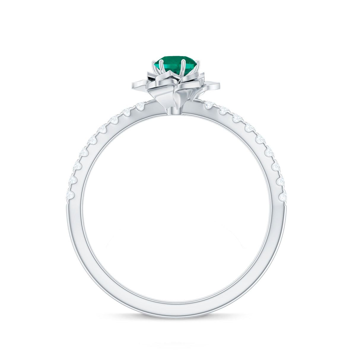 Certified Lab Grown Emerald Diamond Flower Engagement Ring