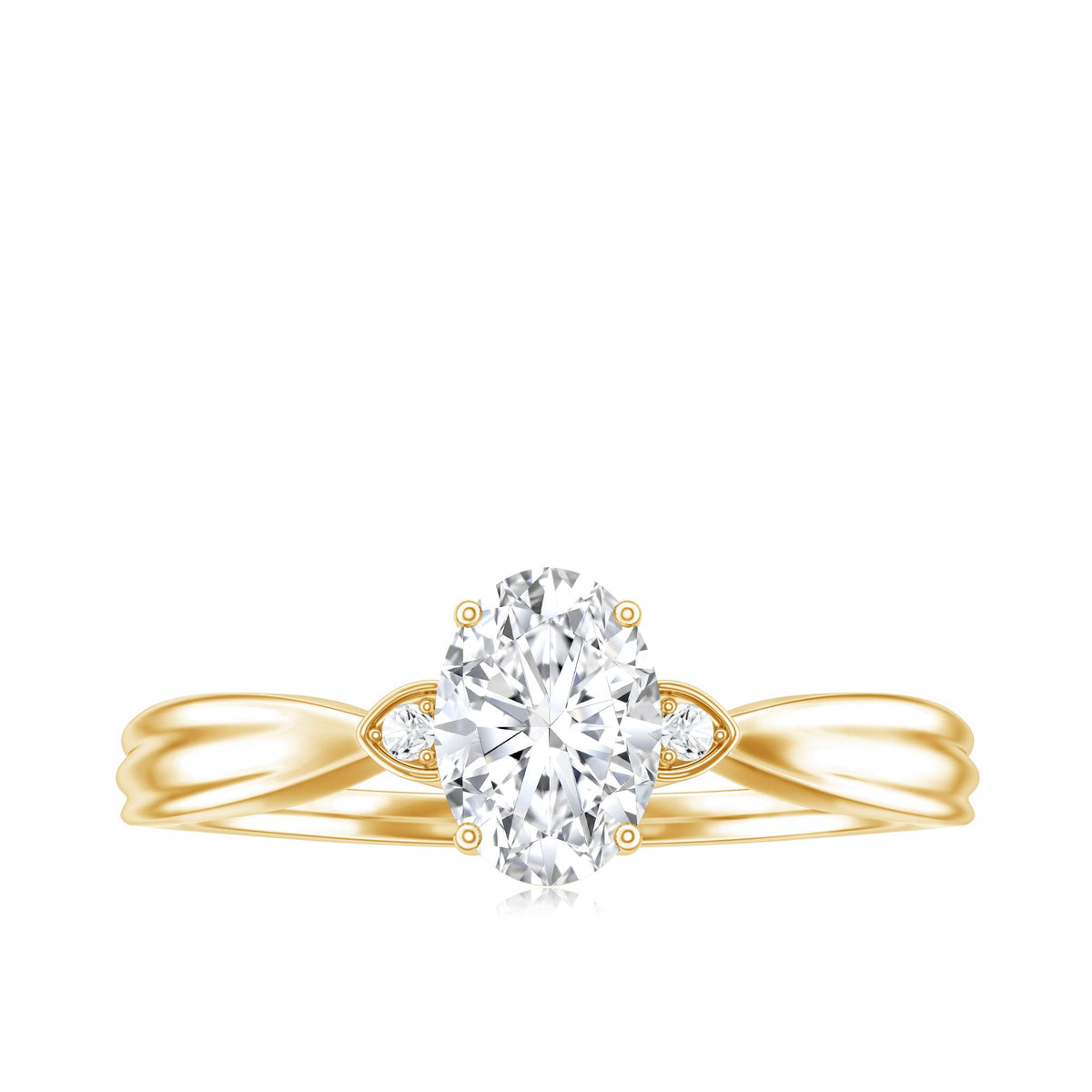 Oval Moissanite Solitaire Engagement Ring with Certificate