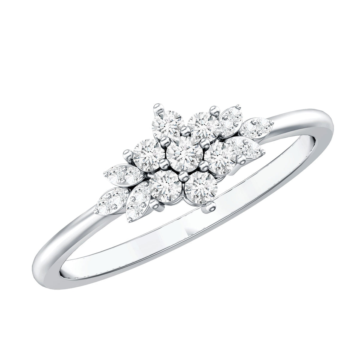Certified Moissanite Flower Cluster Ring for Women