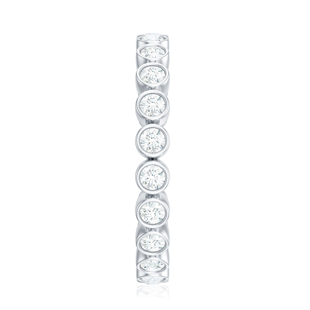 Full Eternity Wedding Band with Bezel Set Moissanite