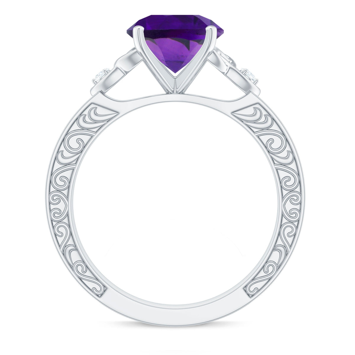 Real 1.2 Carat Amethyst Diamond Engagement Ring with Celtic Knot