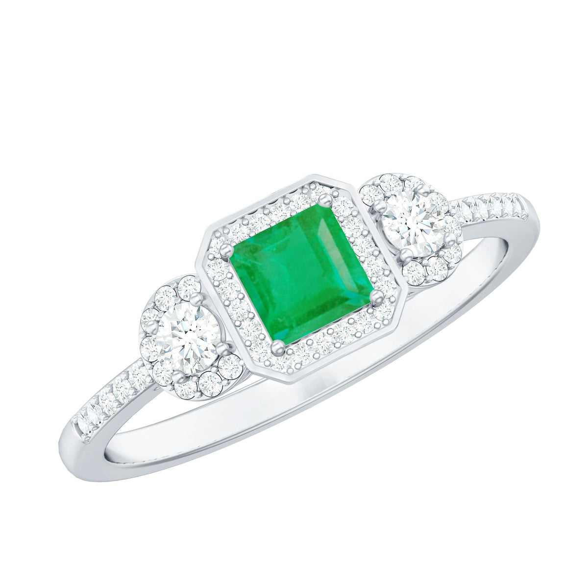 Princess Cut Emerald Classic Vintage Engagement Ring Diamond