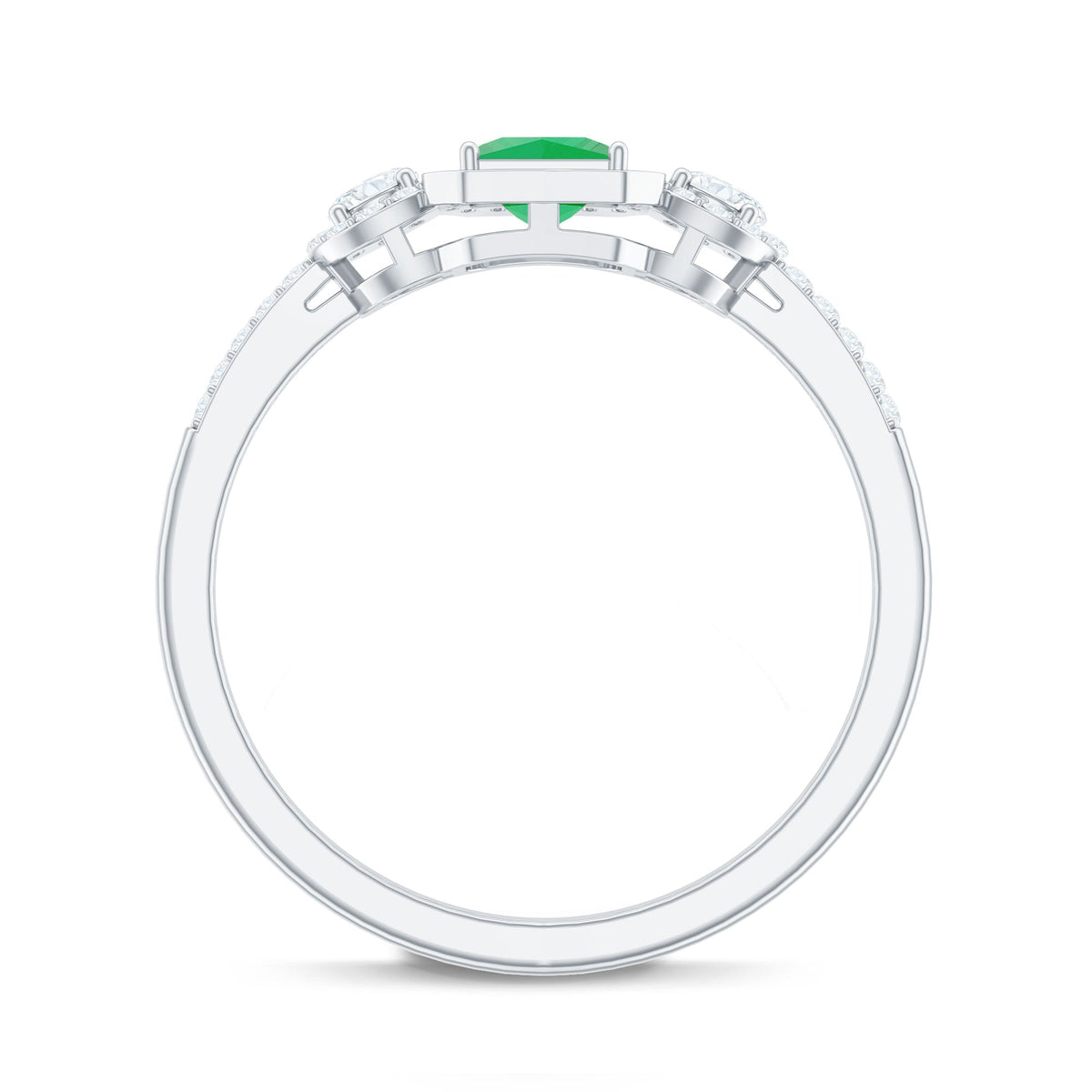 Princess Cut Emerald Classic Vintage Engagement Ring Diamond