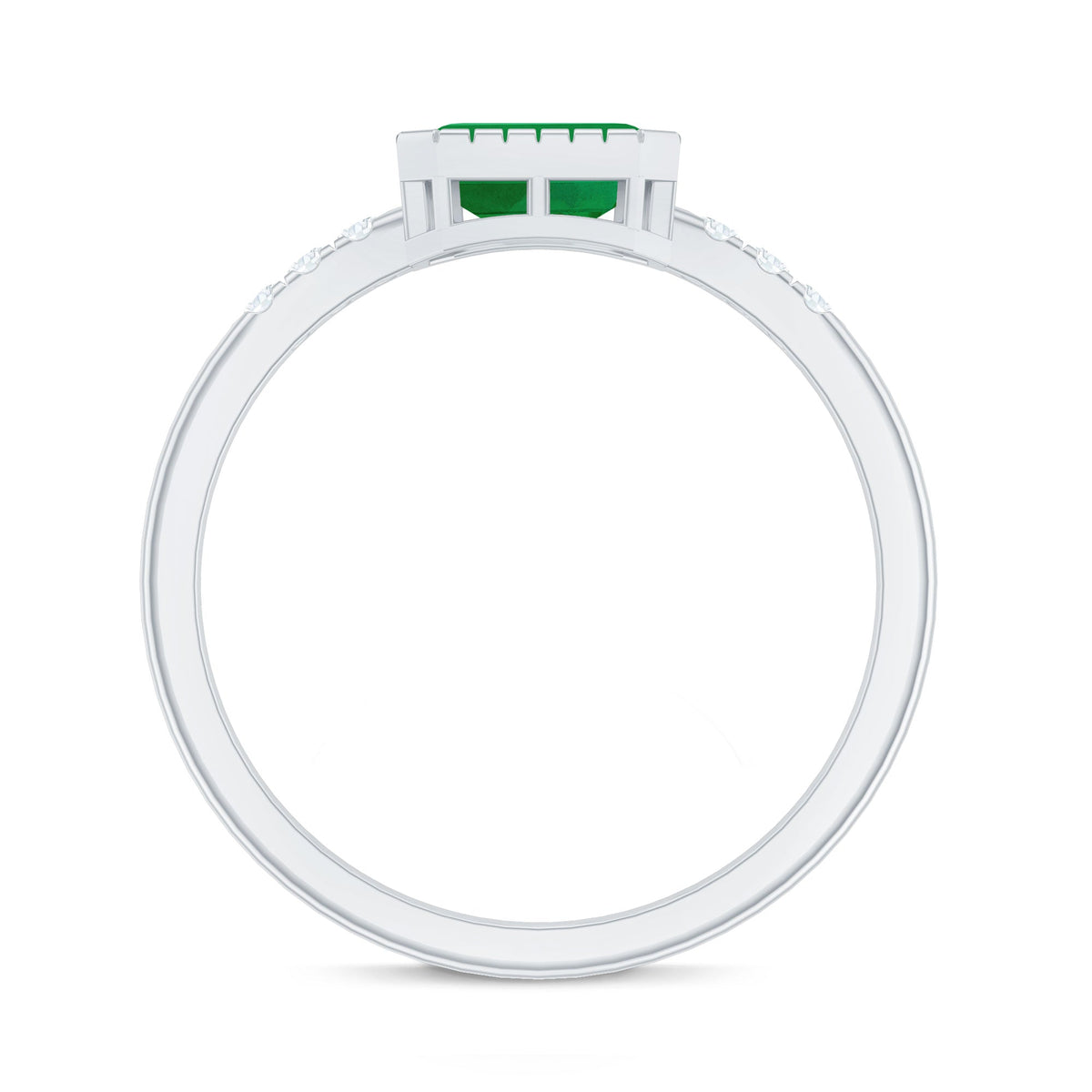 Natural Emerald Diamond Emerald Cut Engagement Ring in East West Style