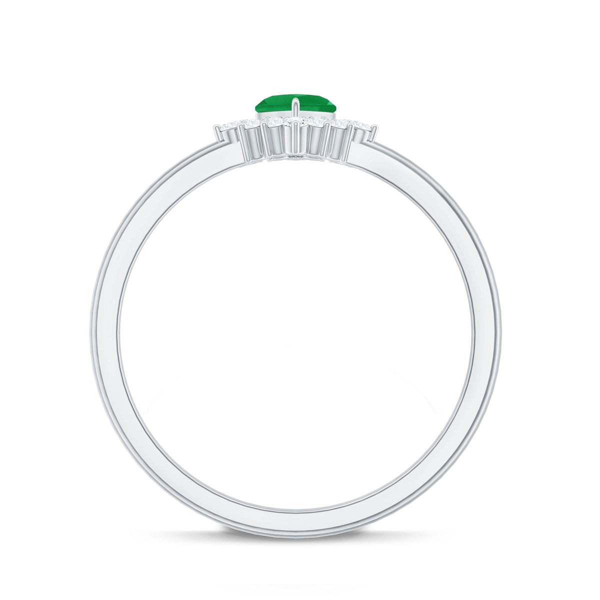 Heart Shape Emerald and Diamond Promise Ring