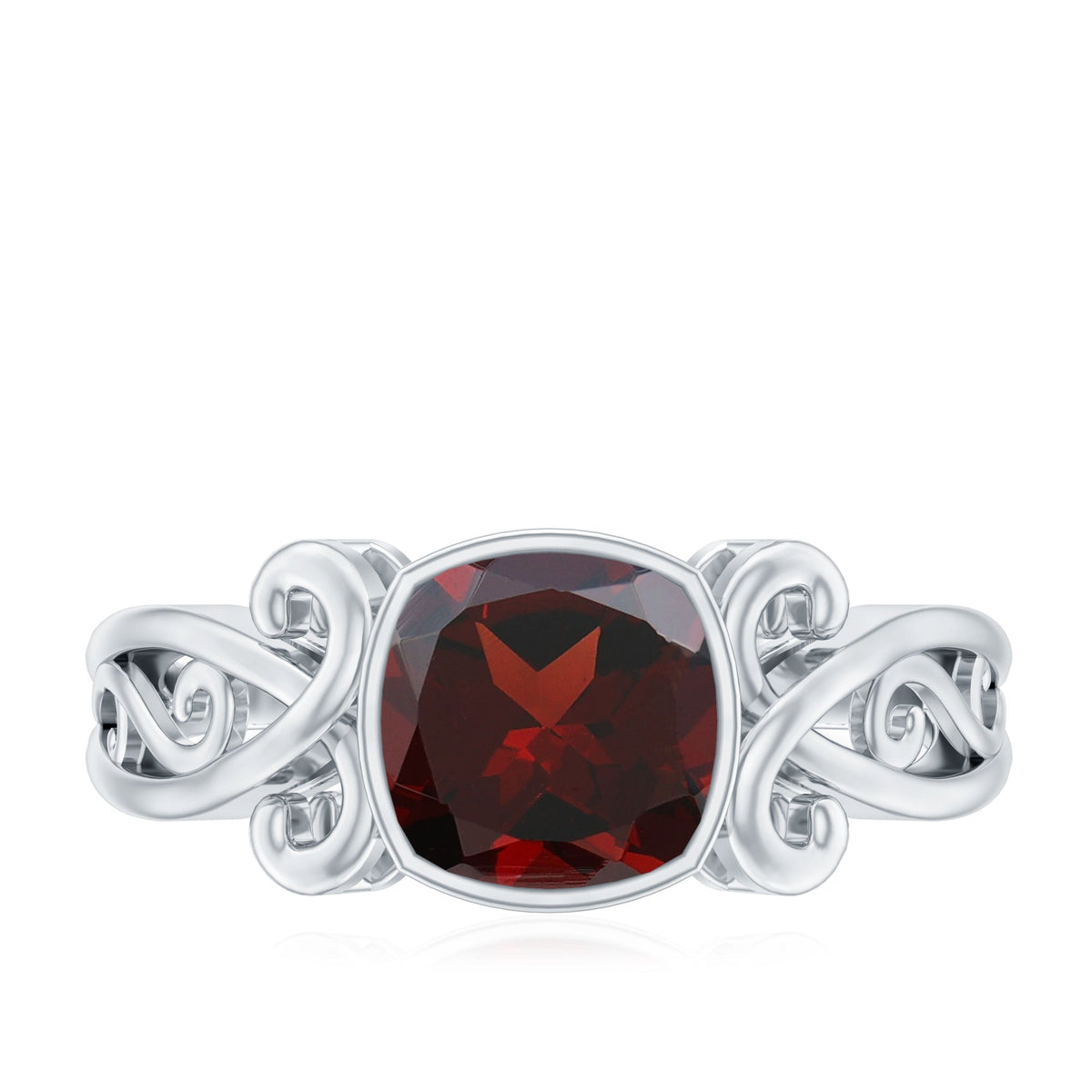 Vintage Looking Garnet Cushion Cut Engagement Ring