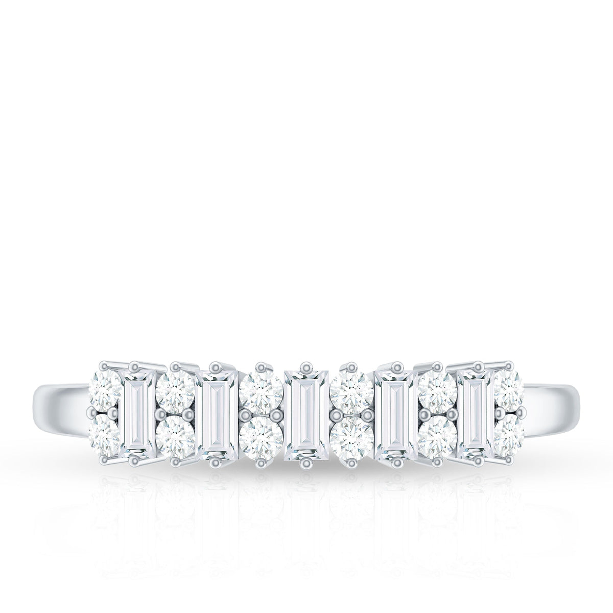 Anniversary Band Ring with Certified Moissanite Stones
