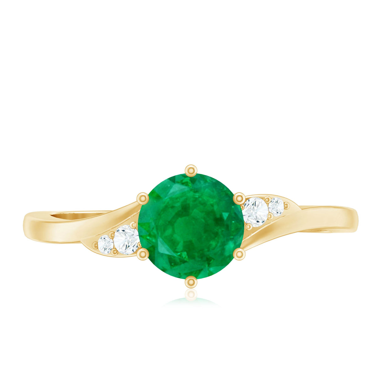 Certified Natural Emerald Promise Ring with Diamond