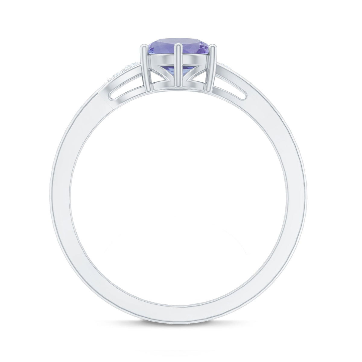 Natural Tanzanite Promise Ring with Diamond Bypass Shank