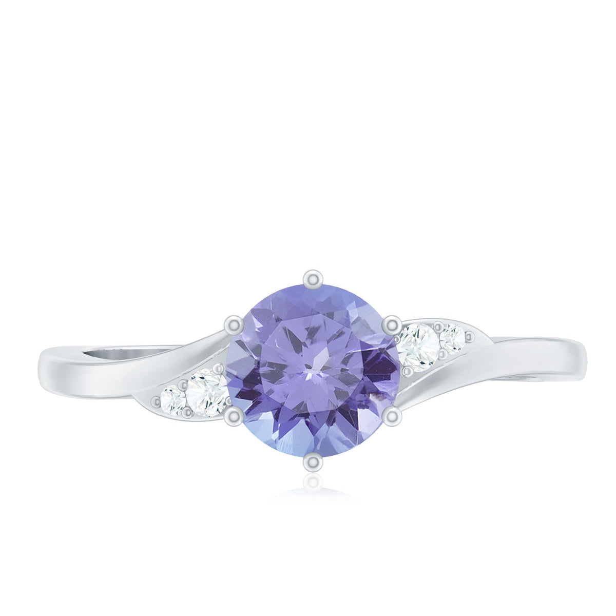 Natural Tanzanite Promise Ring with Diamond Bypass Shank
