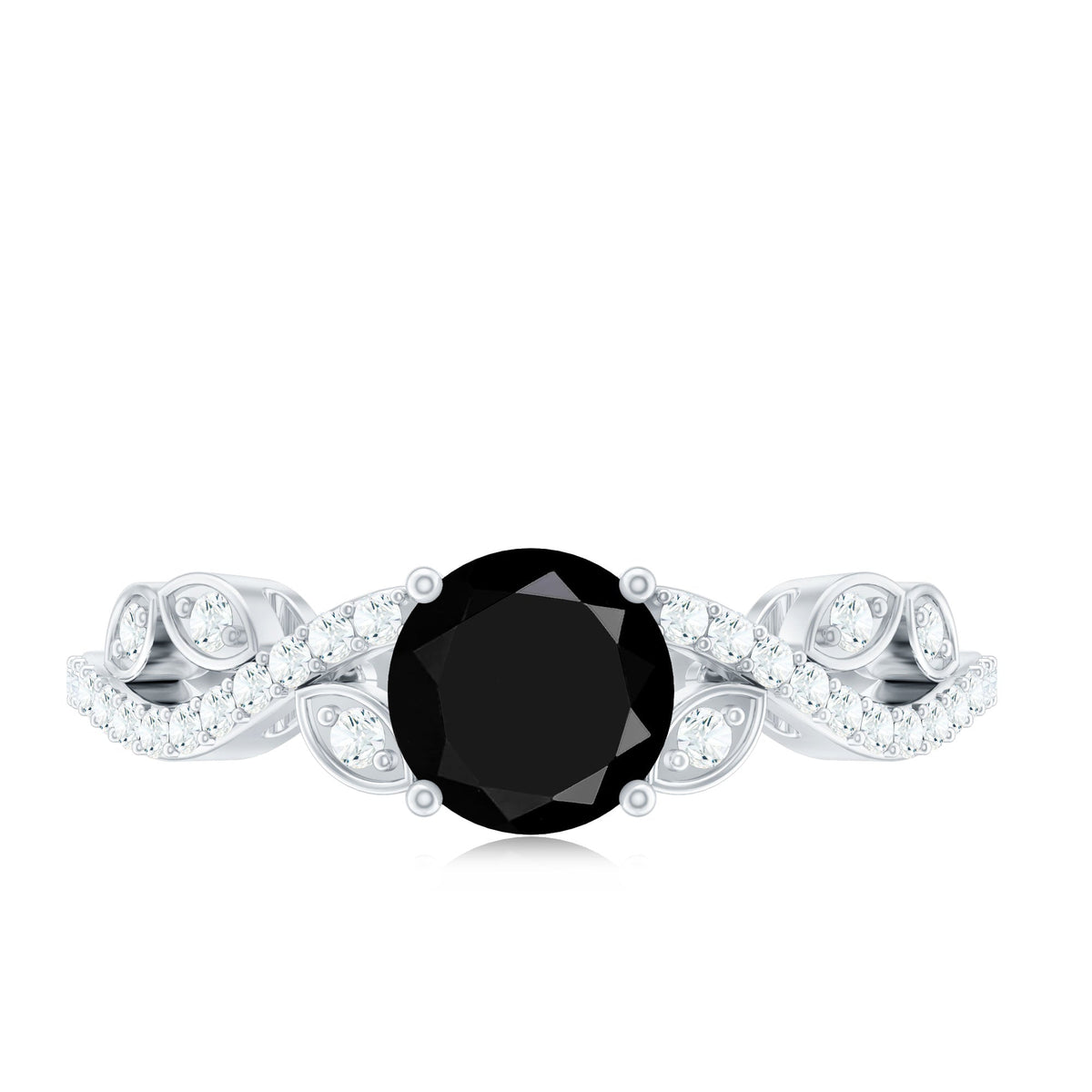 Certified 1.3 Carat Lab Grown Black Diamond Solitaire Engagement Ring with White Diamond