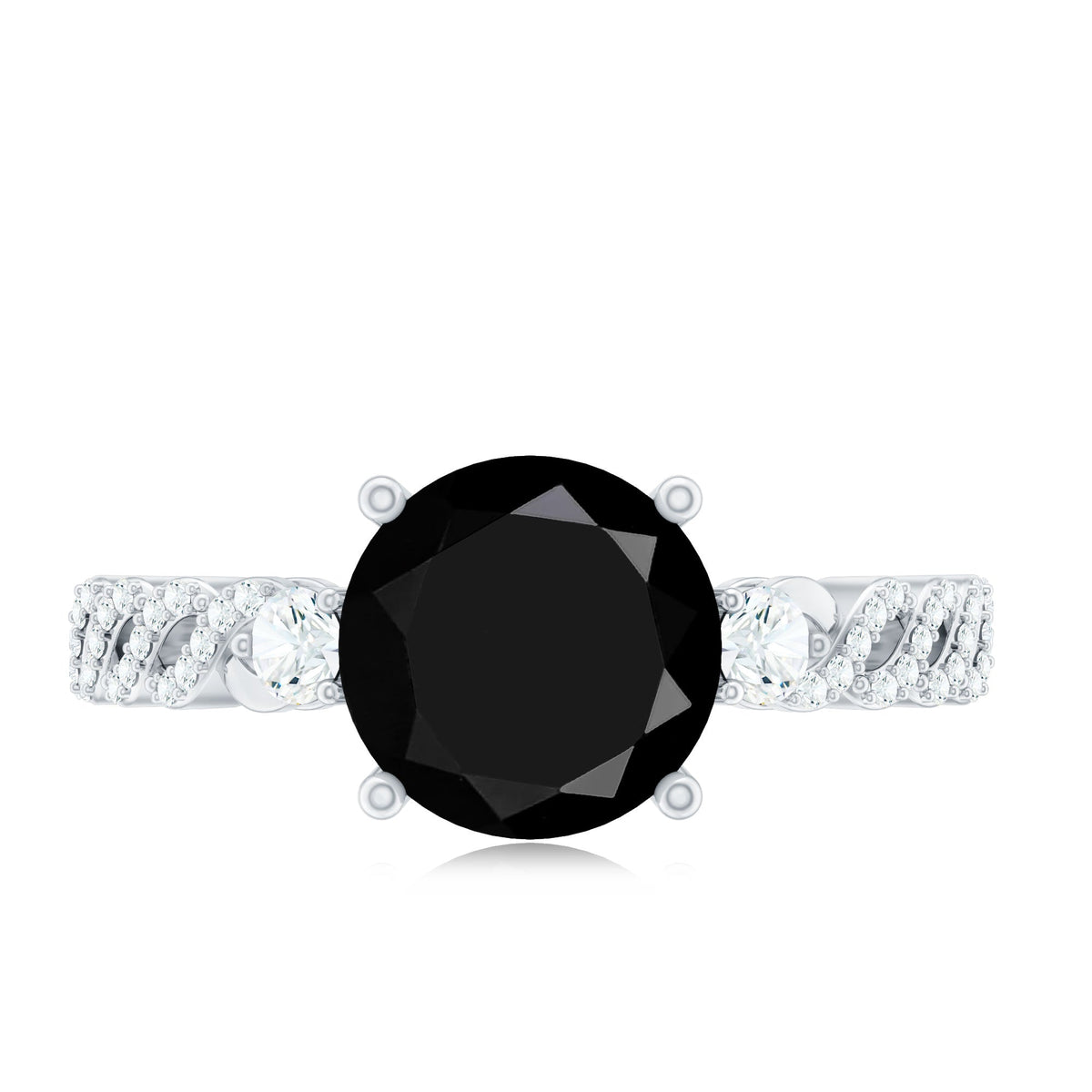 Designer 2.6 Carat Black Spinel Engagement Ring with Diamond