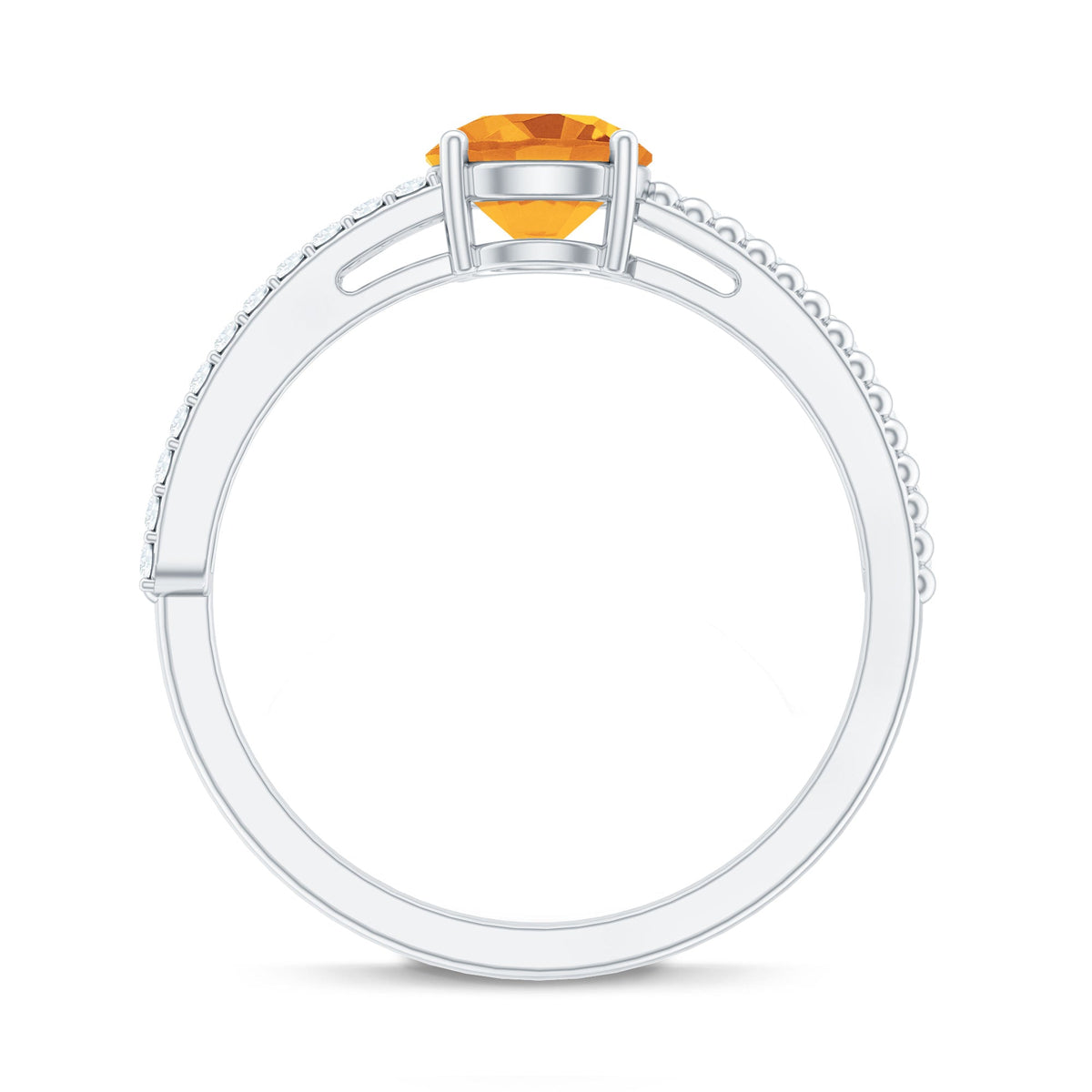 Natural Citrine Solitaire Engagement Ring with Diamond
